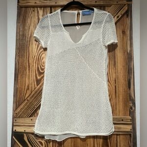 Simply Vera Wang Off-White knit sheer coverup top blouse size small